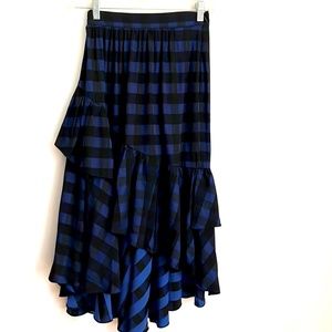 Temperely London / Plaid Blue Stirling Hi Low Skirt, Size 4